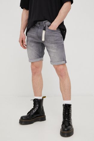 Rifľové krátke nohavice Tom Tailor pánske, šedá farba,