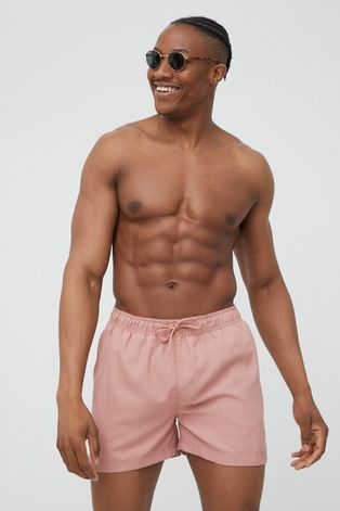 Plavkové šortky Selected Homme pánské, růžová barva, hladké