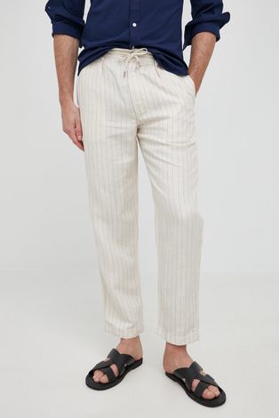 Polo Ralph Lauren spodnie męskie kolor beżowy proste