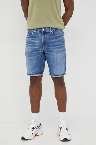Rifľové krátke nohavice Calvin Klein Jeans pánske,
