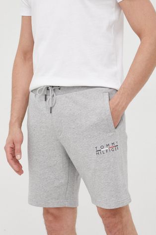 Pamučne kratke hlače Tommy Hilfiger za muškarce, boja: siva, melanž