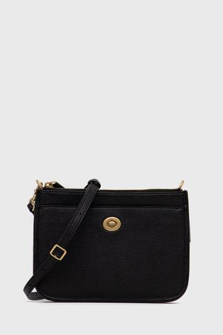 Δερμάτινη τσάντα Coach χρώμα: μαύρο