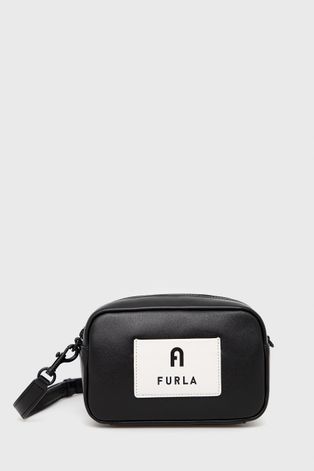 Кожена чанта Furla Iris Mini в черно