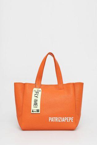 Patrizia Pepe torebka skórzana kolor pomarańczowy