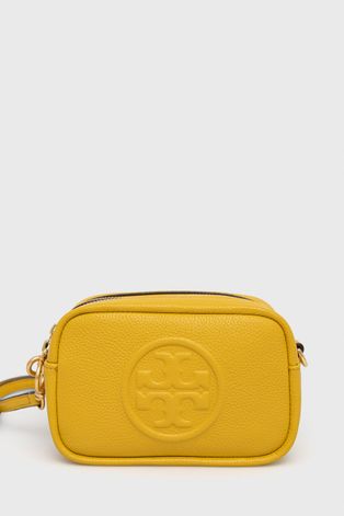 Δερμάτινη τσάντα Tory Burch χρώμα: κίτρινο