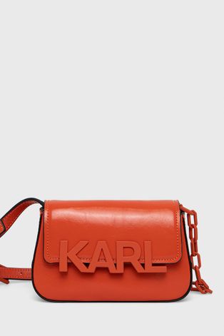Kožená ľadvinka Karl Lagerfeld oranžová farba