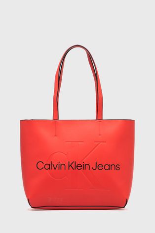 Calvin Klein Jeans poseta culoarea rosu