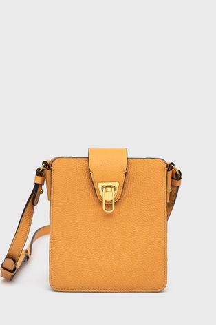 Δερμάτινη τσάντα Coccinelle χρώμα: κίτρινο