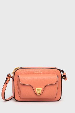 Δερμάτινη τσάντα Coccinelle χρώμα: πορτοκαλί