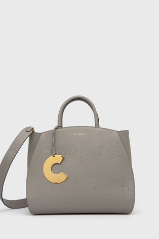 Δερμάτινη τσάντα Coccinelle χρώμα: γκρι