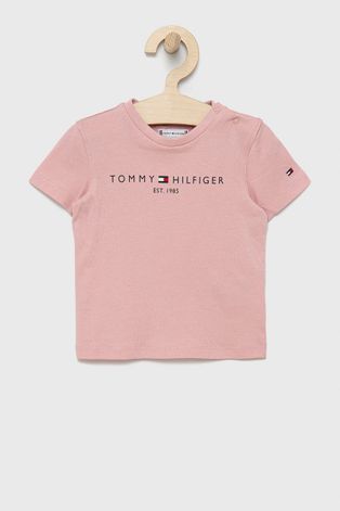 Dětské bavlněné tričko Tommy Hilfiger růžová barva, s potiskem