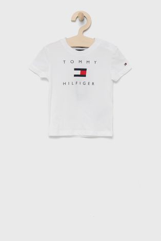 Дитяча бавовняна футболка Tommy Hilfiger колір білий з принтом