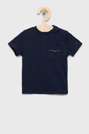 Dječja pamučna majica kratkih rukava Tommy Hilfiger boja: tamno plava, jednobojni model