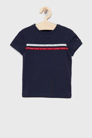 Dětské tričko Tommy Hilfiger tmavomodrá barva, s aplikací