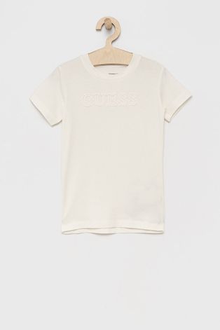 Dětské tričko Guess béžová barva, s aplikací