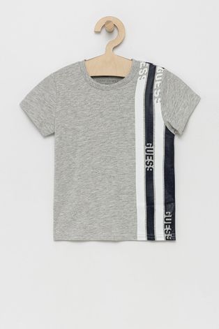 Dětské tričko Guess šedá barva, s potiskem
