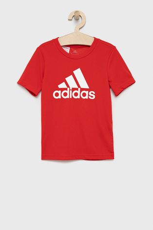 Детска тениска adidas Performance в червено с принт