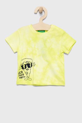 Dječja pamučna majica kratkih rukava United Colors of Benetton boja: žuta, s uzorkom