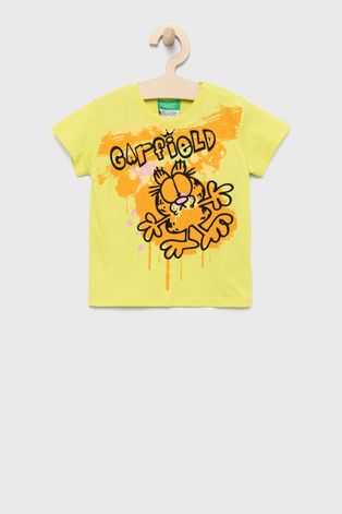 Дитяча бавовняна футболка United Colors of Benetton колір жовтий з принтом