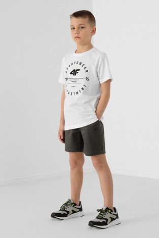 4F t-shirt bawełniany dziecięcy kolor biały z nadrukiem