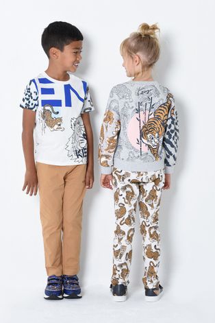 Kenzo Kids t-shirt bawełniany dziecięcy kolor biały wzorzysty