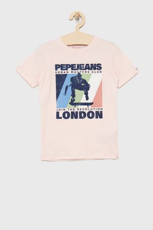 Dětské bavlněné tričko Pepe Jeans růžová barva, s potiskem