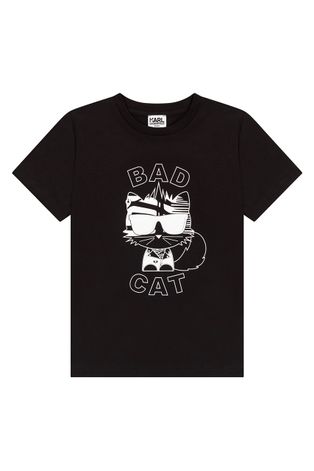 Dětské bavlněné tričko Karl Lagerfeld černá barva, s potiskem