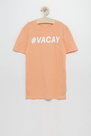 Детская хлопковая футболка Tom Tailor цвет оранжевый с принтом
