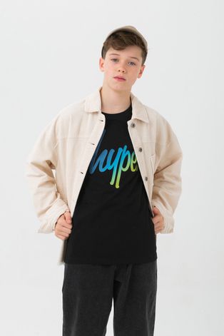 Παιδικό βαμβακερό μπλουζάκι Hype χρώμα: μαύρο