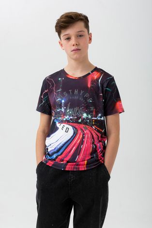 Παιδικό βαμβακερό μπλουζάκι Hype χρώμα: μαύρο