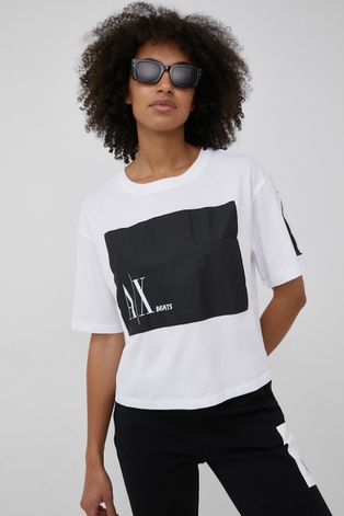 Βαμβακερό μπλουζάκι Armani Exchange χρώμα: άσπρο
