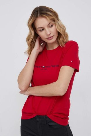 Pamučna majica Tommy Hilfiger boja: crvena