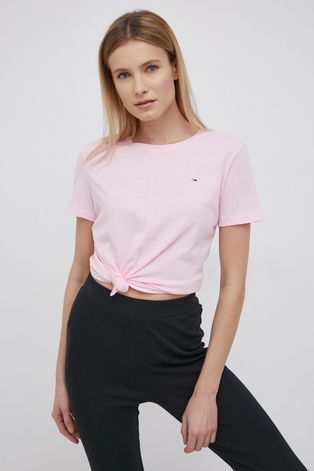 Tommy Jeans T-shirt bawełniany (2-pack) kolor różowy