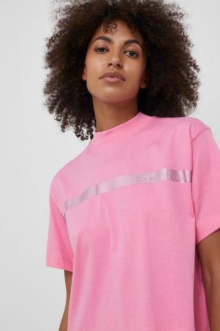 Calvin Klein Jeans T-shirt bawełniany kolor fioletowy