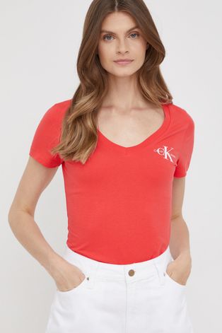 Тениска Calvin Klein Jeans дамски в червено