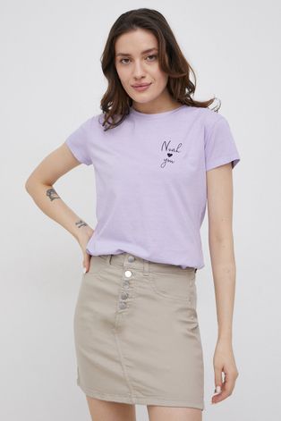 Хлопковая футболка JDY цвет фиолетовый