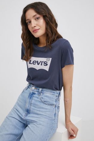 Levi's tricou din bumbac culoarea albastru marin