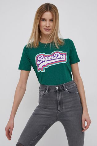 Superdry T-shirt damski kolor zielony