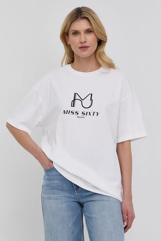 Бавовняна футболка Miss Sixty колір білий