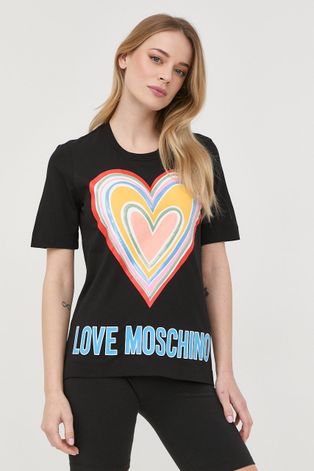 Love Moschino pamut póló fekete