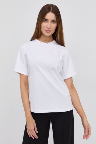 Bavlnené tričko Victoria Beckham biela farba