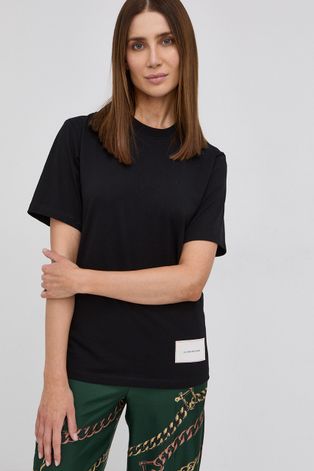 Bavlnené tričko Victoria Beckham čierna farba