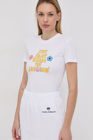 Bavlněné tričko Chiara Ferragni bílá barva