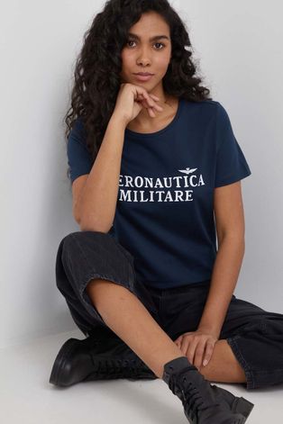 Aeronautica Militare t-shirt bawełniany kolor granatowy