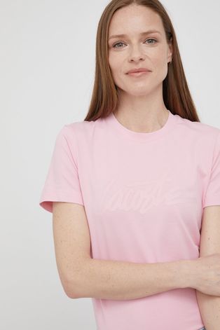 Lacoste t-shirt damski kolor różowy