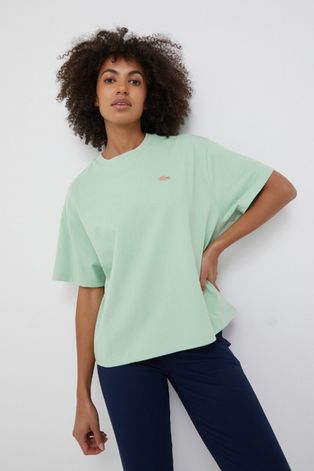 Lacoste t-shirt bawełniany kolor zielony