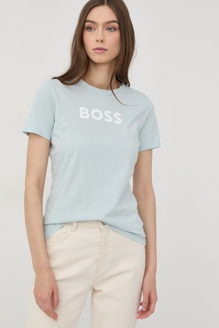 BOSS t-shirt bawełniany kolor niebieski