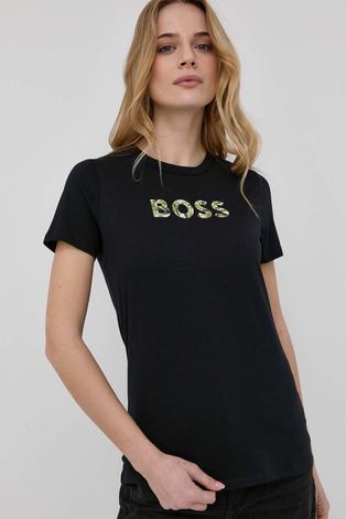 Boss tricou din bumbac culoarea negru