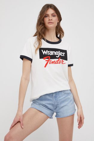Wrangler tricou din bumbac culoarea alb