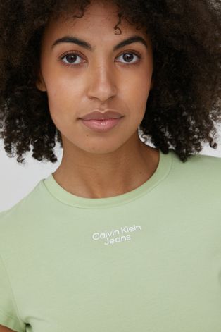 Majica kratkih rukava Calvin Klein Jeans za žene, boja: zelena
